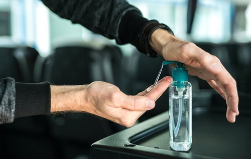 Hand Sanitizer in Bus